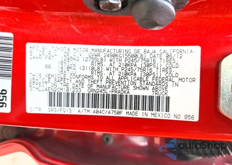 2012 Toyota Tacoma V6 z USA, uszkodzony, nr VIN 3TMLU4EN2CM101233